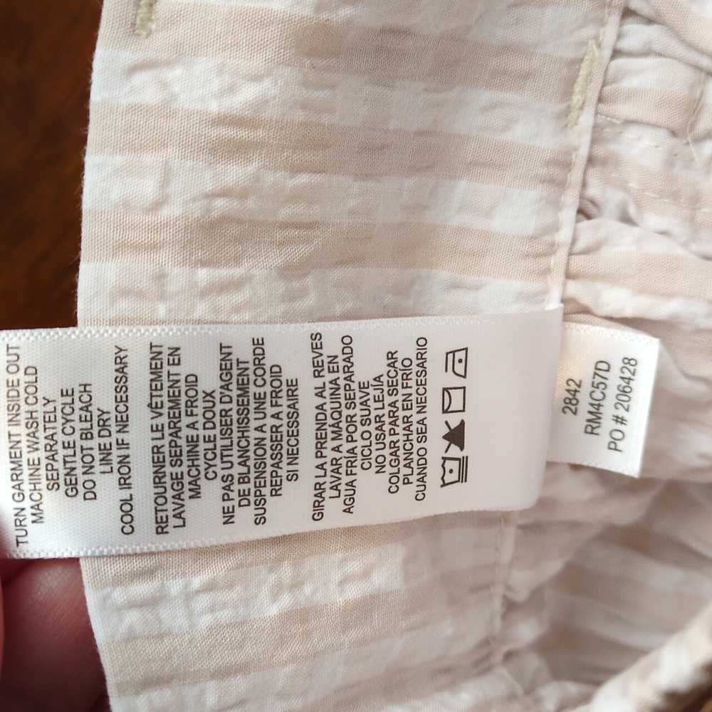 Splendid Gabrielle Crinkle Gingham Front Tie Pull On Shorts In Oat/White Size L - Picture 9 of 9